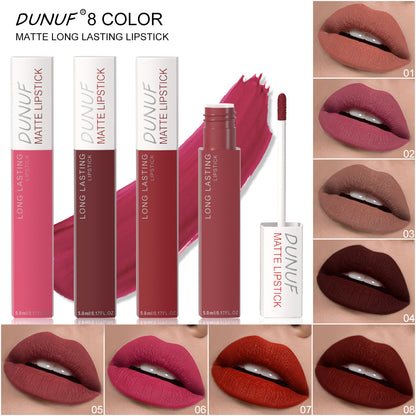 Dunuf 8-Color Matte Waterproof Long-Lasting Lip Gloss Set