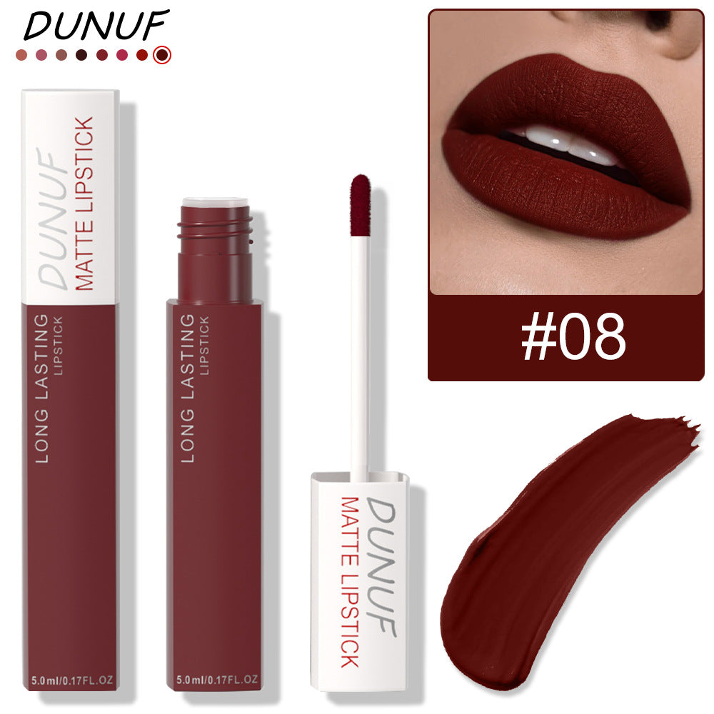 Dunuf 8-Color Matte Waterproof Long-Lasting Lip Gloss Set