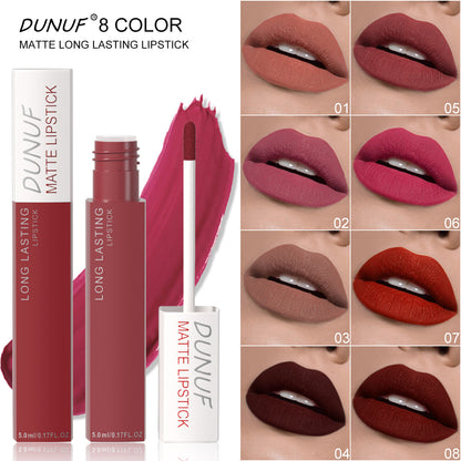 Dunuf 8-Color Matte Waterproof Long-Lasting Lip Gloss Set