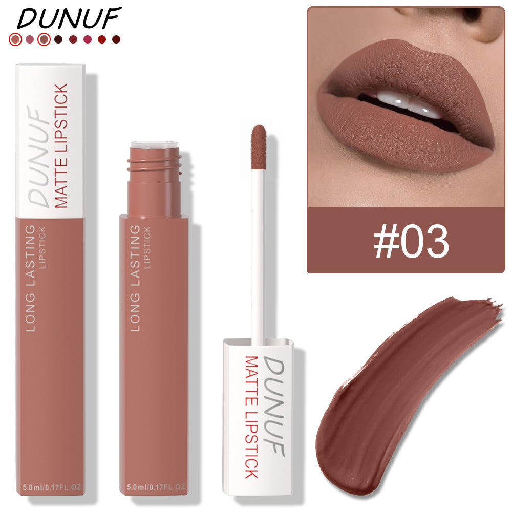Dunuf 8-Color Matte Waterproof Long-Lasting Lip Gloss Set